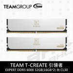 [客訂]TEAM 十銓 T-CREATE 引領者 EXPERT DDR5 6000 32GB(16GB*2) PC 白CL30