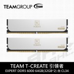 TEAM 十銓 T-CREATE 引領者 EXPERT DDR5 6000 64GB(32GB*2) PC 白CL34