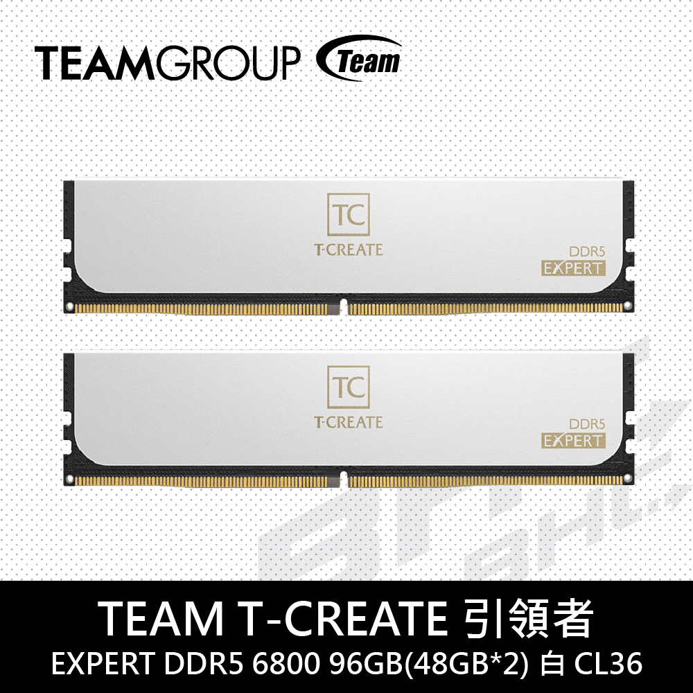 [客訂]TEAM 十銓 T-CREATE 引領者 EXPERT DDR5 6800 96GB(48GB*2) PC 白CL36