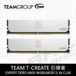 [客訂]TEAM 十銓 T-CREATE 引領者 EXPERT DDR5 6800 96GB(48GB*2) PC 白CL36
