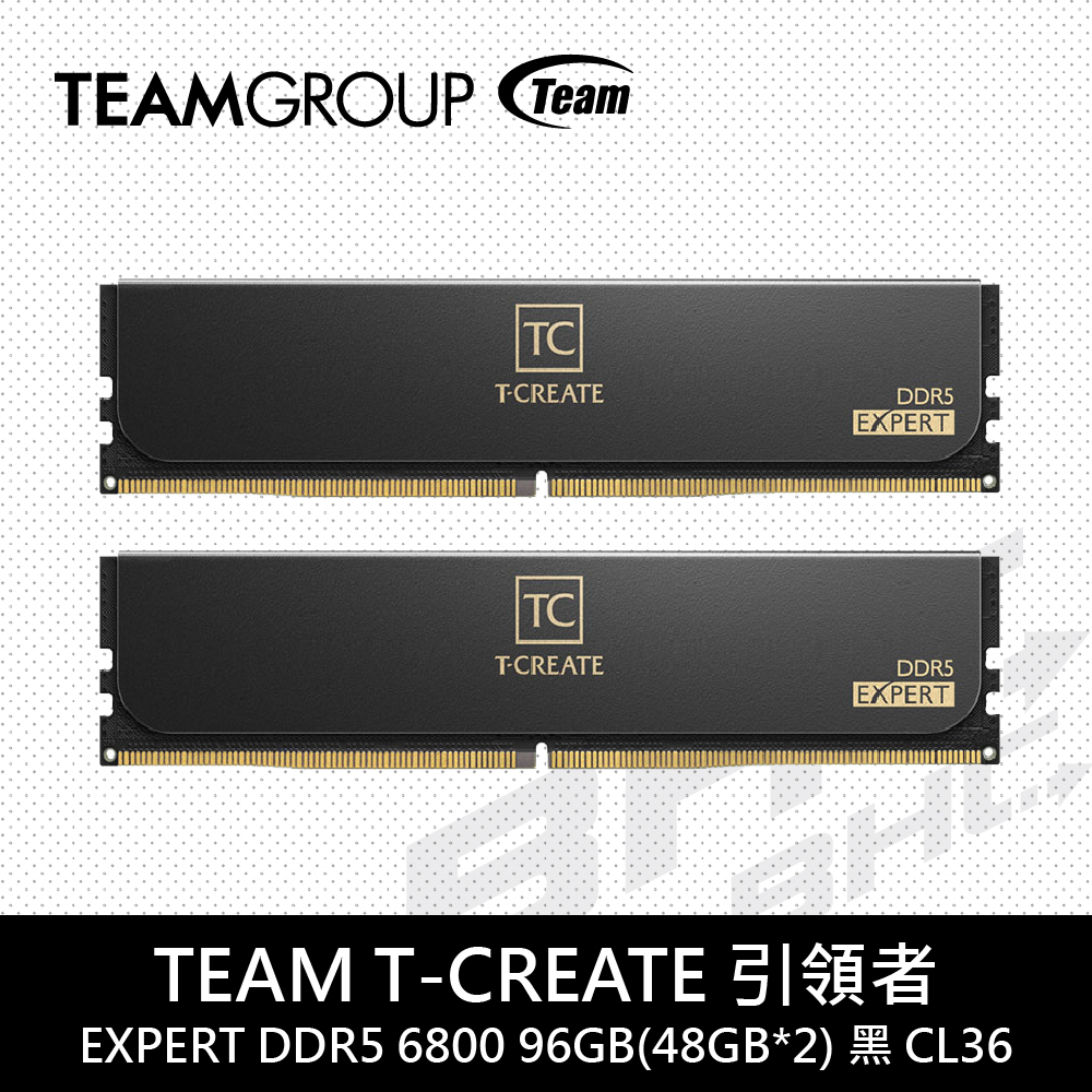 [客訂]TEAM 十銓 T-CREATE 引領者 EXPERT DDR5 6800 96GB(48GB*2) PC 黑CL36