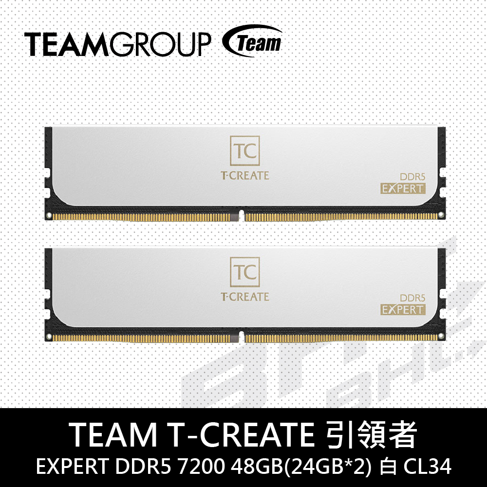 TEAM 十銓 T-CREATE 引領者 EXPERT DDR5 7200 48GB(24GB*2) PC 白CL34