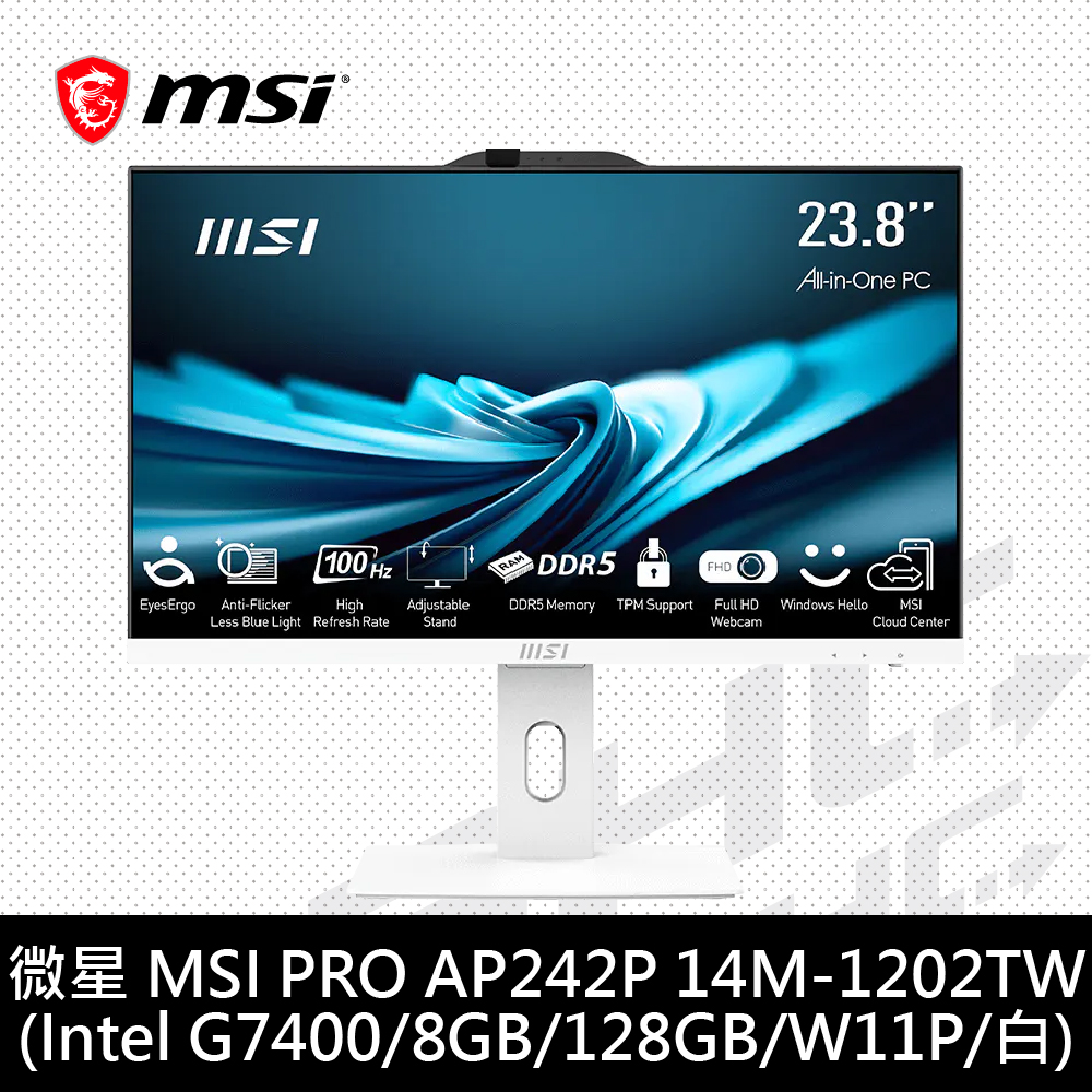 微星 Modern PRO AP242P 14MA1202TW(G7400/8GS12X11PBAMS(G7400/8G/128G SSD/W11Pro)
