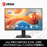 MSI 微星 PRO MP242 E14C(HDMI/Type-C/144Hz/內建SP)24吋IPS液晶螢幕