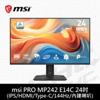 MSI 微星 PRO MP242 E14C(HDMI/Type-C/144Hz/內建SP)24吋IPS液晶螢幕