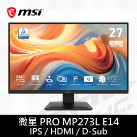 MSI 微星 PRO MP273L E14 (D-SUB/HDMI/1ms/144Hz/內建SP)27吋IPS低藍光液晶螢幕