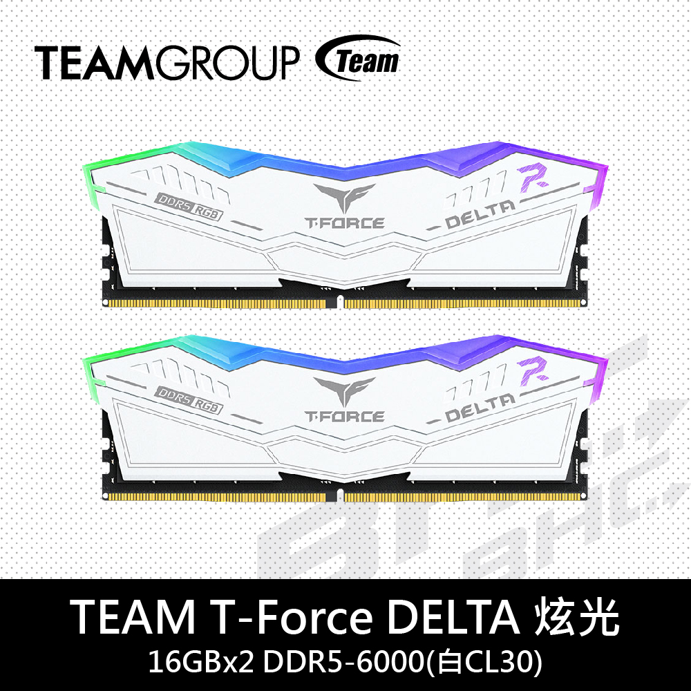 [客訂]TEAM T-Force DELTA炫光 16GBx2 DDR5-6000(白CL30)