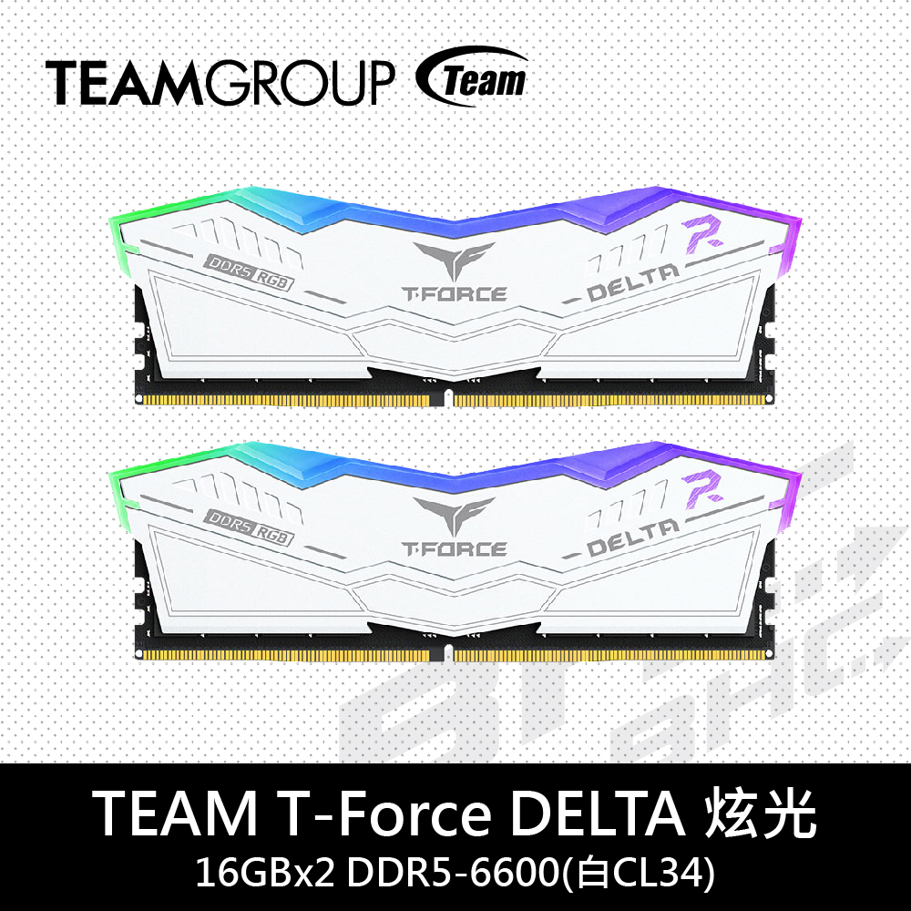 TEAM T-Force DELTA炫光 16GBx2 DDR5-6600(白CL34)