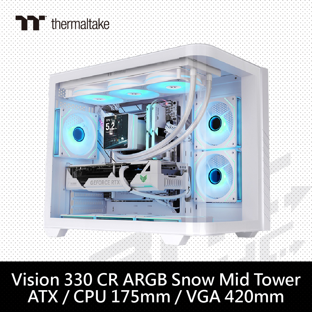 曜越 Vision 330 CR ARGB 中直立式機殼 雪白