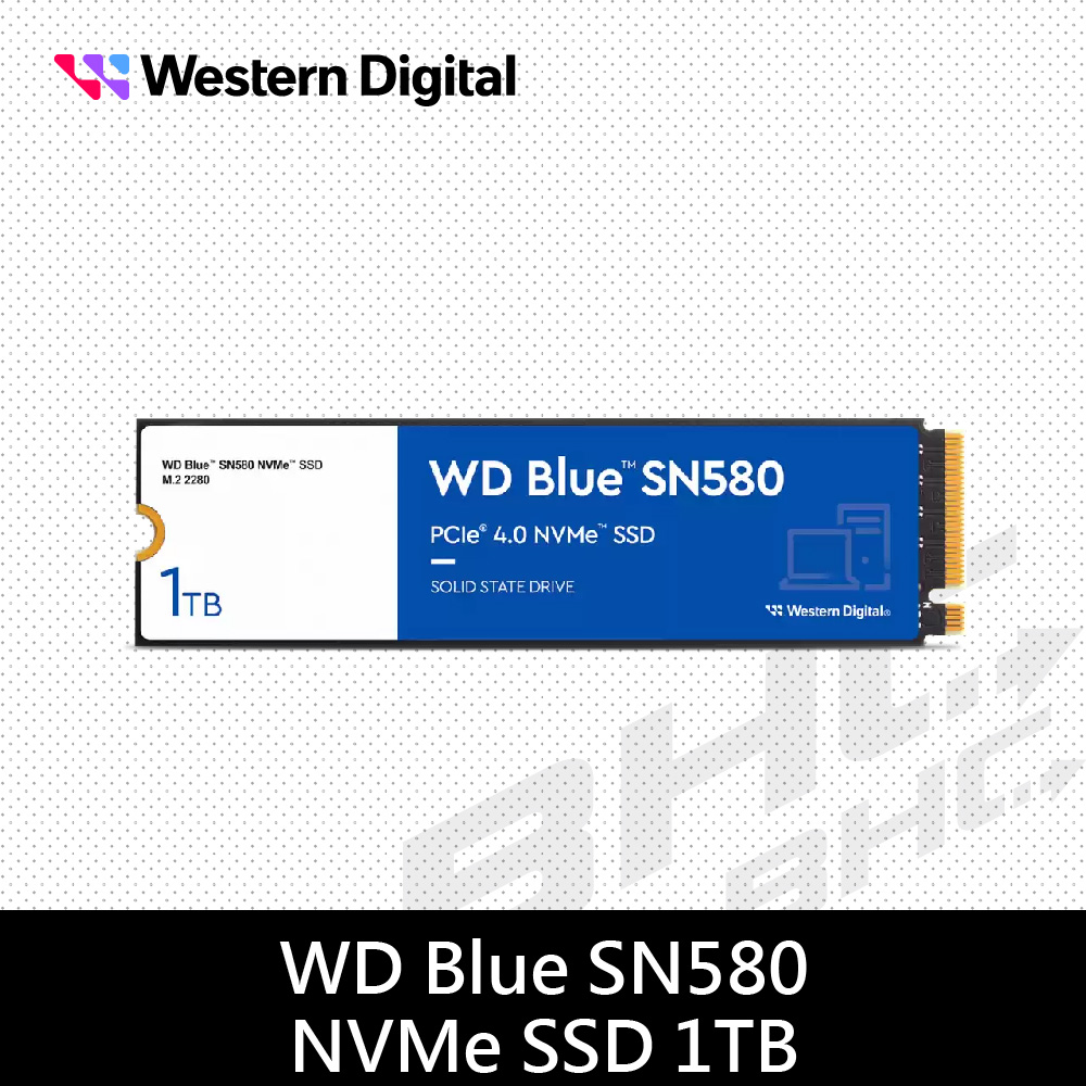 WD BLUE SN580 1TB (Gen4)M.2 PCIe(讀:4150M/寫:4150M)/TLC【五年】