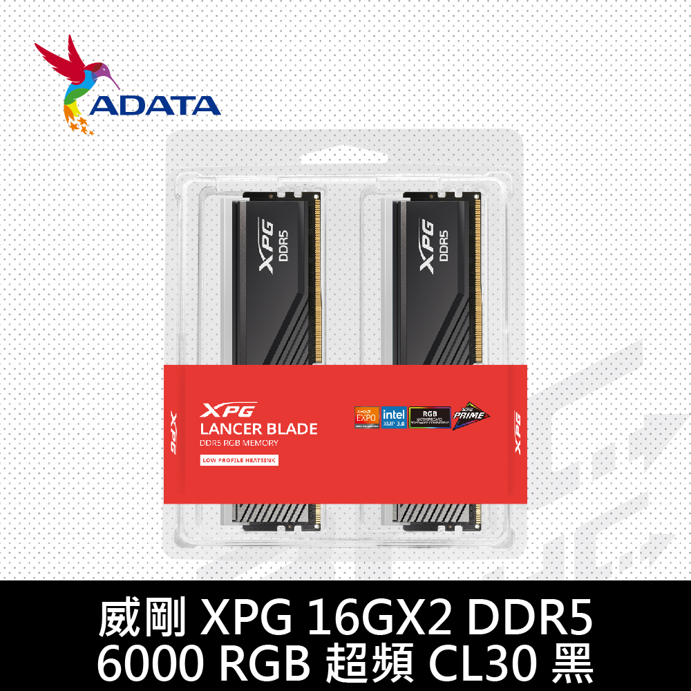 威剛 XPG 16GX2 DDR5 6000 RGB 超頻 CL30 黑 威剛 XPG 16GX2 DDR5 6000 RGB 超頻 CL30 黑