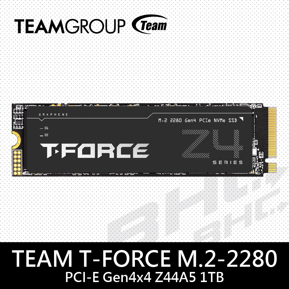 [客訂]TEAM T-FORCE M.2-2280 PCI-E Gen4x4 Z44A5 1TB RETAIL W/HEAT STICKER
