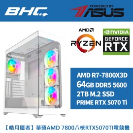 【皓月隱者】華碩AMD 7800八核RTX5070TI電競機...